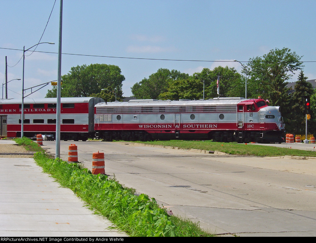 WSOR 10C pushing the train